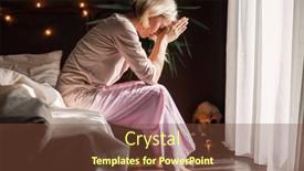  Presentation with problem solution - Slide deck featuring upset-middle-aged-woman-sit background and a tawny brown colored foreground