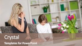  Presentation with discipline - Beautiful presentation theme featuring upset mom with naughty child backdrop and a coral colored foreground