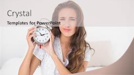  Presentation with upset - Audience pleasing slide set consisting of upset-pretty-brunette-holding-alarm backdrop and a lemonade colored foreground