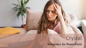  Presentation with sad woman - Presentation enhanced with upset-sad-woman-thinking background and a coral colored foreground