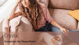  Presentation with alone - Slide set enhanced with upset-sad-woman-thinking background and a coral colored foreground