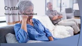  Presentation with upset - Colorful slide set enhanced with upset senior couple ignoring each backdrop and a light blue colored foreground