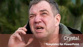  Presentation with bad news - Colorful PPT theme enhanced with upset-surprised-man-uses backdrop and a tawny brown colored foreground