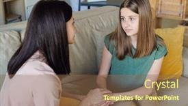  Presentation with girl teens - Beautiful presentation design featuring upset-teenage-girl-sitting backdrop and a tawny brown colored foreground