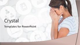  Presentation with chemical - PPT layouts with upset woman covering face background and a white colored foreground