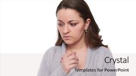  Presentation with cctv camera or surveillance system - Cool new PPT layouts with upset woman did not looking backdrop and a soft green colored foreground