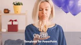  Presentation with birthday cake - PPT layouts featuring upset-woman-sadly-looks background and a ocean colored foreground