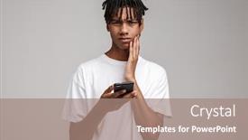  Presentation with upset - Amazing presentation theme having upset-young-afro-american-man backdrop and a coral colored foreground