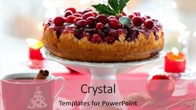  Presentation with baking cake - Slides enhanced with upside down cake for christmas background and a coral colored foreground