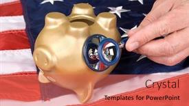  Presentation with piggy bank - Cool new PPT theme with upside-down-nearly-dead-piggy backdrop and a coral colored foreground