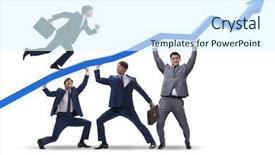  Presentation with supporting - Amazing slides having upward arrows - businessmen supporting economic growth isolated backdrop and a sky blue colored foreground