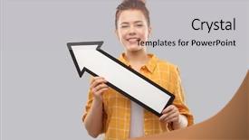  Presentation with red white grey - Slide set enhanced with upward arrows - people concept - smiling red background and a light gray colored foreground