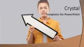  Presentation with red white grey - PPT theme enhanced with upward arrows - people concept - smiling red background and a light gray colored foreground