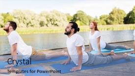  Presentation with healthy lifestyle - Colorful PPT theme enhanced with upward facing dog or cobra backdrop and a teal colored foreground