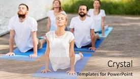  Presentation with healthy lifestyle - Theme enhanced with upward facing dog or cobra background and a soft green colored foreground
