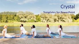  Presentation with sport and health - Theme with upward facing dog or cobra background and a light blue colored foreground