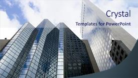  Presentation with tall buildings - Audience pleasing PPT theme consisting of upward-looking-view-of-tall backdrop and a sky blue colored foreground