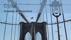  Presentation with brooklyn bridge - Amazing slide deck having upward-view-of-brooklyn-bridge backdrop and a light blue colored foreground