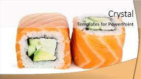  Presentation with buns rolls - Slides with uramaki maki sushi two rolls background and a sky blue colored foreground
