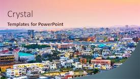  Presentation with skyline - Amazing PPT theme having urasoe-okinawa-japan-town-skyline backdrop and a lemonade colored foreground