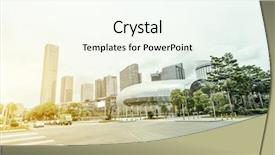  Presentation with modern medicine cardiology concept mixed - Presentation theme consisting of urbain - modern skyline and urban street background and a cool aqua colored foreground