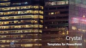  Presentation with hong kong china - Slide deck enhanced with urban abstract - window facade of business center office building with reflections and colours at night hong kong china background and a tawny brown colored foreground