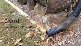  Presentation with agricultural - PPT theme consisting of urban agricultural pipe drainage background and a coral colored foreground