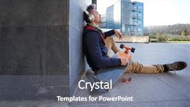  Presentation with journey urban - Slide deck with urban area listening to music background and a  colored foreground