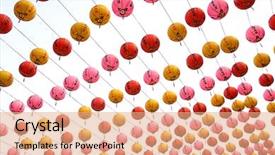  Presentation with lantern chinese - Slides consisting of urban art - chinese lantern day background and a coral colored foreground