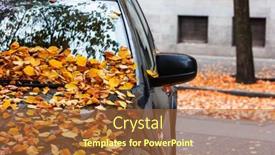  Presentation with autumn leaves - Cool new slide set with urban-autumn-landscape-car-covered backdrop and a red colored foreground