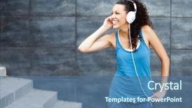  Presentation with happy music lovers - Slide deck enhanced with urban background listening music background and a ocean colored foreground