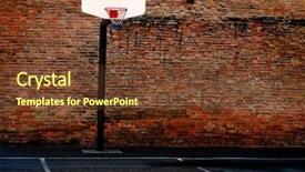  Presentation with basketball court - Slide set consisting of urban basketball court in neighborhood background and a tawny brown colored foreground