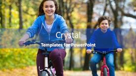  Presentation with teens - PPT theme enhanced with active kids - urban biking - teens background and a ocean colored foreground