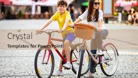  Presentation with teens - Audience pleasing slides consisting of urban-biking-teens-riding-bikes backdrop and a coral colored foreground