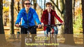  Presentation with biking - Slide set enhanced with urban-biking-teens-riding-bikes background and a tawny brown colored foreground