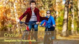  Presentation with biking - Amazing presentation design having urban-biking-teens-riding-bikes backdrop and a tawny brown colored foreground