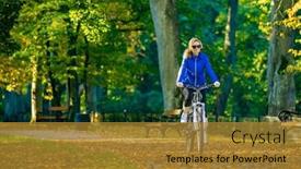  Presentation with urban - Slides consisting of urban-biking-woman-riding-bike background and a gold colored foreground