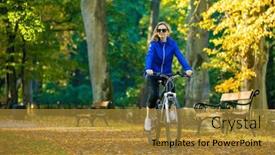 Presentation with urban - Presentation theme consisting of urban-biking-woman-riding-bike background and a gold colored foreground