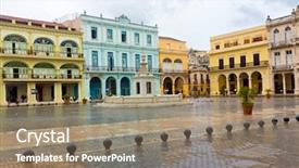  Presentation with urban - Colorful PPT theme enhanced with urban building - raining in la plaza vieja backdrop and a coral colored foreground
