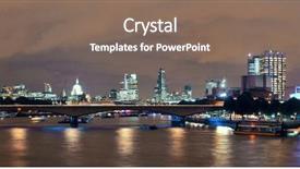  Presentation with urban buildings - Beautiful slide set featuring urban buildings over thames river backdrop and a violet colored foreground