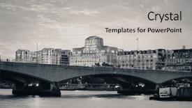  Presentation with urban buildings - Presentation theme featuring urban buildings over thames river background and a light gray colored foreground