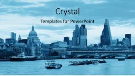  Presentation with urban buildings - Amazing theme having cityscape panorama with urban building backdrop and a light blue colored foreground