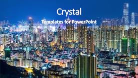  Presentation with hong kong - Beautiful PPT layouts featuring urban city - hong kong cityscape at night backdrop and a ocean colored foreground