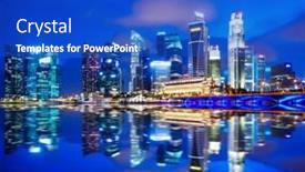  Presentation with singapore - Colorful slide set enhanced with urban cityscape in singapore at night backdrop and a cobalt blue colored foreground