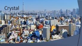  Presentation with tokyo - Slide set having urban cityscape of tokyo background and a  colored foreground
