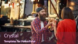  Presentation with fast food - Slide deck with urban-couple-having-fun background and a tawny brown colored foreground