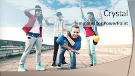  Presentation with culture - Cool new PPT theme with urban culture concept - group backdrop and a light blue colored foreground