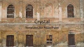  Presentation with decay - Presentation theme having urban decay historical buiding ukraine background and a coral colored foreground