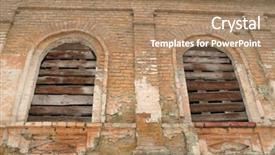  Presentation with decay - Audience pleasing PPT theme consisting of urban decay historical buiding ukraine backdrop and a coral colored foreground