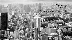  Presentation with city - Theme consisting of urban design - city view of skyscarpers background and a light gray colored foreground